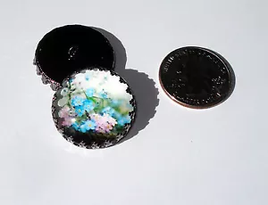 Forget Me Not Glass Dome Button handcrafted collectible shank sew or pin on - Picture 1 of 1
