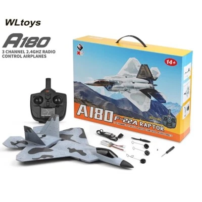 WLtoys XK A180 Fighter Rc Airplane 2.4GHz 3CH 6 Axis Gyro F22 Raptor Gift - Image 1 of 4