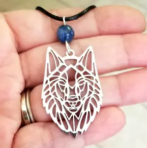 Lapis Wolf Necklace Mens Wolf Necklace Mens Necklace Wolf Jewelry Lapis Lazuli - Picture 1 of 6