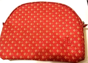 Lauren Ralph Lauren Make-up Kosmetiktasche Rost Creme Reißverschluss Reisetasche 6x7,5" - Bild 1 von 5