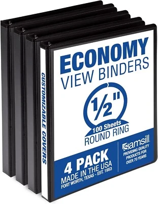 Samsill Economy 0.5 Inch 3 Ring Binder, Made in The USA 4 Pack - Image 1 of 4