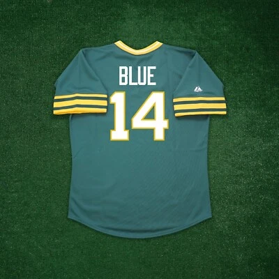 Camiseta Vida Blue 1975 Oakland Athletics Cooperstown Home & Road Throwback - Imagem 1 de 2