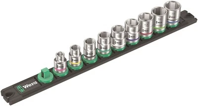 Wera B 4 Zyklop Magnetic Rail Socket Set 3/8" Drive 9 Pieces Metric 05005430001 - Image 1 of 4