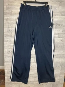 Adidas Pants Mens Medium Navy Blue Three Stripe Track Basketball Straight Leg - Bild 1 von 5
