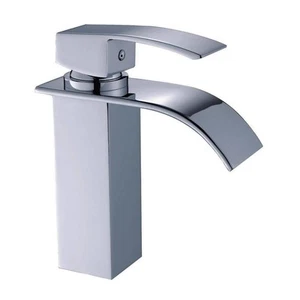 Grifo de baño cascada de un solo orificio de una manija FLG en cromo pulido - Imagen 1 de 7