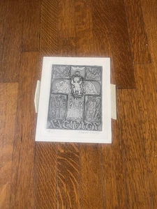 VINTAGE "NATIVITY" B & W ETCHING MODERN ABSTRACT SIGNATURE ILLEGIBLE - Picture 1 of 12