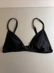 Victoria's Secret Black Satin Bralette Triangle Bra Unlined XL EUC - Picture 1 of 6