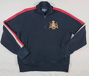 Vintage Polo Ralph Lauren Big Crest Logo Sweater 1/4 Zip Knit Mens Large Pockets - Picture 1 of 11