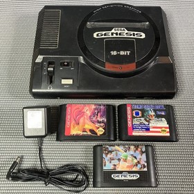 Sega Genesis Console 1601 W/PWR Cord & 3 Games Powers On but Otherwise Untested