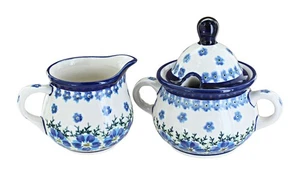 Blue Rose Polish Pottery Kalina Creamer & Sugar Set - Picture 1 of 1
