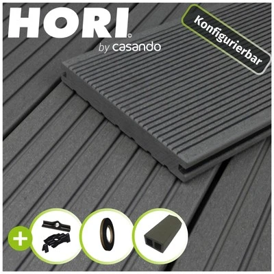 HORI WPC Terrassendielen Komplettset mit UK Massiv Grau Terrassenboden Dielen - Bild 1 von 4