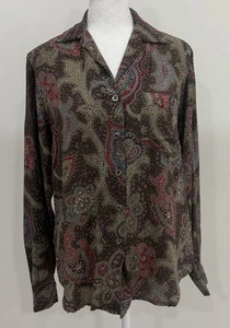 Vintage Evan Picone Seidenbluse Damen Größe 4 Paisleymuster Knopfleiste Oberteil - Bild 1 von 7