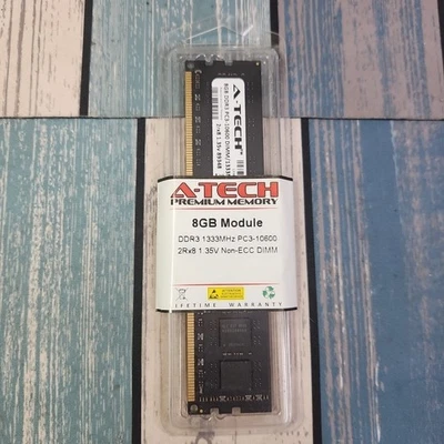 A-Tech 8GB PC3-10600 Desktop DDR3 1333 MHz (BLACK) DIMM Non ECC Memory RAM 1x 8G - Image 1 of 4