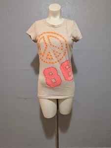 Camiseta De Colección Victorias Secret Y2K M Bling Signo de la Paz Crema Naranja Rosa Campus - Imagen 1 de 15