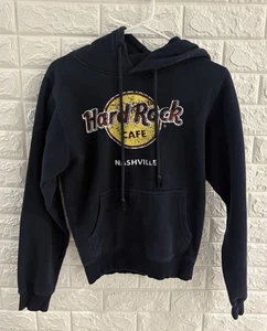 Suéter con Capucha Hard Rock Café Talla Pequeña Manga Larga Desteñido Negro Nashville Tn - Imagen 1 de 7