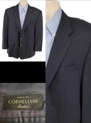 Corneliani 男式西装外套 44R 运动外套夹克黑色羊毛 Super 110s 意大利制造 — 第 1/4 张图片