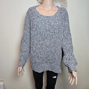 American Eagle Chunky Knit Sweater Gray Women’s Size Large  Cozy Pullover - Picture 1 of 10
