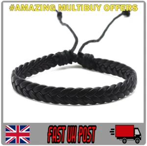 Leather PU Braided Surfer Friendship wristband Bracelet Bangle Gifts UK - Picture 1 of 3