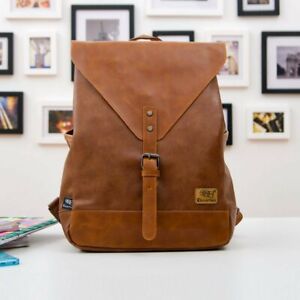 Leather Look Fashion Backpack Women Men Travel School Notebook Vintage Style