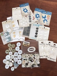 Vintage Large Lot MOP Buttons Carded, Buckles, Tiny - Picture 1 of 8