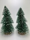 2 Green Sparkle Christmas Village Snowy Tips House Accessories- 9" Pine Tree