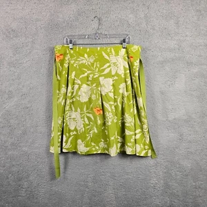 Old Navy Mini Hawaiian Skirt 14 Green Tropical Floral Resort Boho Dainty Flowy - Picture 1 of 7