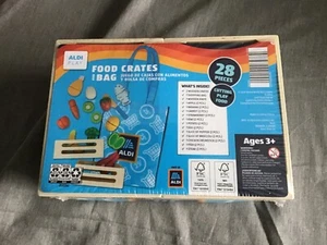 Aldi Spiel Essen Kisten und Tasche Einkaufsset Kinderspielzeug 28-teiliges Set Neu 2025 - Bild 1 von 3