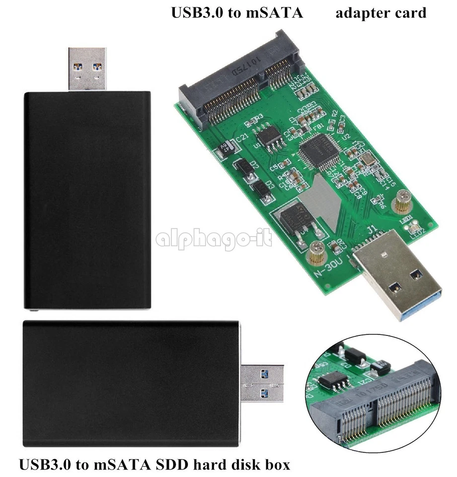 USB 3.0 to Mini PCIE mSATA SSD Hard Disk Box External Converter Data Adapter - Bild 1 von 1