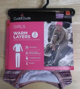 CUDDL DUDS GIRLS WARM LAYERS CREW & LEGGING - RED MULTI-COLOR - XS (4/5) - NWT - Picture 1 of 5