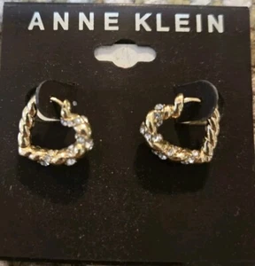 Anne Klein Petite Faux Gold Stone Women's Hoops Business Workwear - Picture 1 of 7