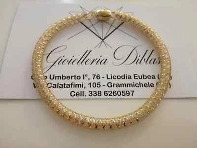 18 KARAT YELLOW WHITE GOLD ELASTIC TUBE BRACELET LINKS 750/1000 MADE IN ITALY - Image 1 of 4