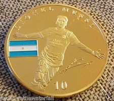 Messi FC Barcelona Gold Coin Autograph Saudi Arabia Leo Football Soccer Sport US