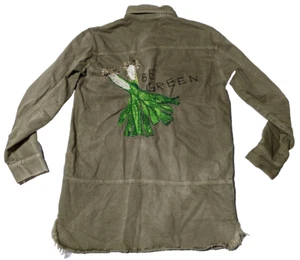 ZARA TRAFALUC ROPA DE MEZCLILLA BE GREEN Mujer XS Oliva Drab Algodón Chaqueta Utilitaria a Presión - Imagen 1 de 21