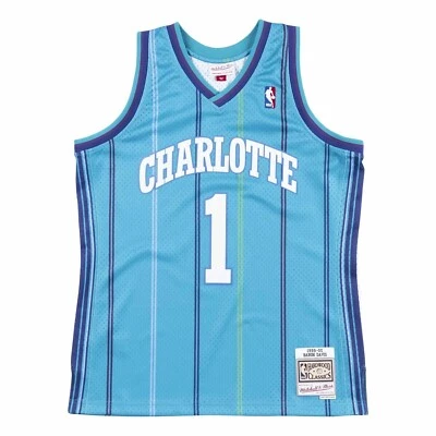 Camiseta masculina Mitchell & Ness NBA Swingman Road Charlotte Hornets 99 Baron Davis - Imagem 1 de 2