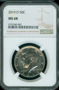2019 D Kennedy Half Dollar NGC MS68 - Picture 1 of 2