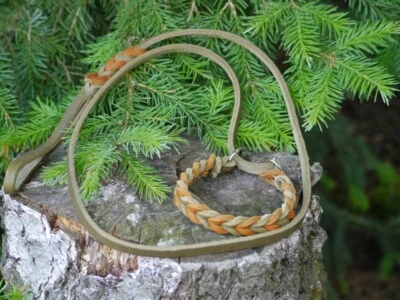 HANDGEFERTIGT Zweifarbige Fettlederleine, Moxonleine, Agilityleine, Retrieverleine