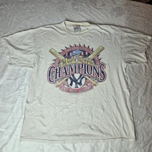 t-shirt vintage anni 90 NEW YORK YANKEES 98 WORLD SERIES CHAMPIONS MLB BASEBALL XL - Foto 1 di 3