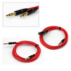 NEW 3.5MM AUX EXTENSION AUDIO STEREO CABLE RED NOKIA LUMIA 1020 920 HTC ONE X