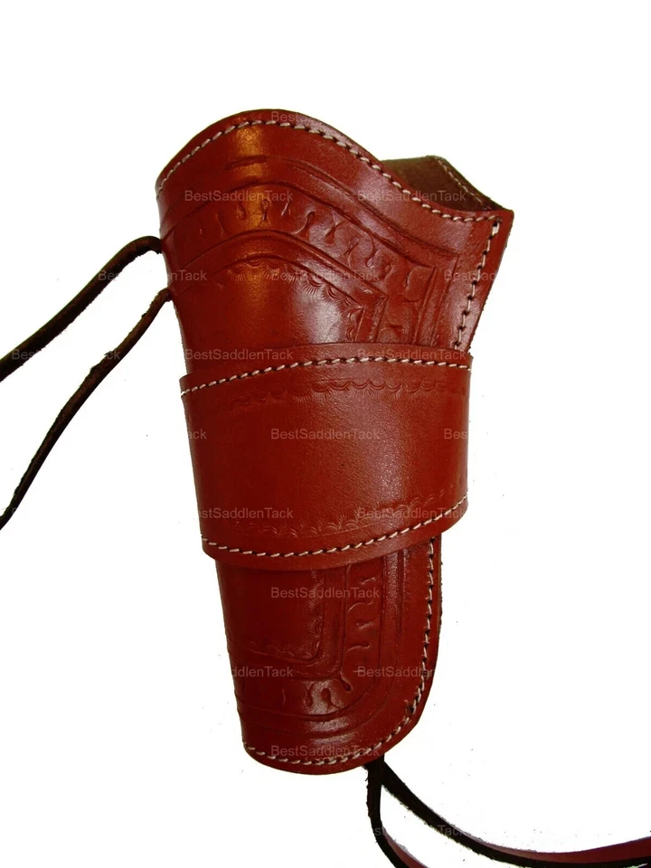 REVOLVER GUN HOLSTER PISTOL LEATHER WESTERN UNI FIT OPEN BOTTOM SNAKE TOOLED - Image 1 of 1