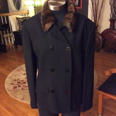 Vintage Ralp Lauren Black Jack w/ Faux Mink Collar - Image 1 of 4