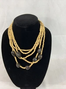 Fashion Jewelry Wood Chain Bordeaux Length 25 Necklace 5 Strands - Picture 1 of 7