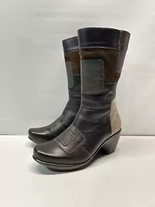 Botas Naot Para Mujer Paradise Cuero Marrón Gamuza Retazos Media Pantorrilla Cremallera Talla 36/5 - Imagen 1 de 21