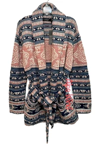 Lauren Ralph Lauren Women Size PL Geo-Motif Belted Linen-Cotton Cardigan NWT$295 - Picture 1 of 9