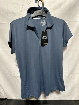 Polo de golf Slazenger Missy gris liso 1/4 cremallera que absorbe la humedad control de olores nuevo con etiquetas Foto 1 de 4