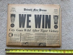 1968 Detroit Tigers World Series Detroit Free Press “WE WIN!” NEVER UNFOLDED!! - Picture 1 of 6