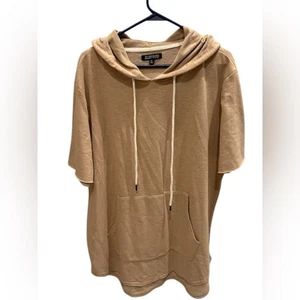 Elwood Herren Kurzarm Hoodie Beige Streetwear Oversized Pullover Gr. XL - Bild 1 von 3