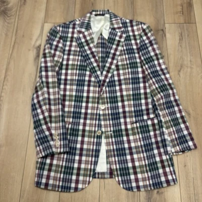 Chaqueta Blazer De Colección Brooks Brothers Para Hombres 44R Colorido Cuadros Algodón Madrás De Colección Foto 1 de 4