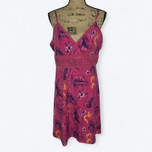 Y2K Mudd Baby Puppe Minikleid Gr. XXL Hot Pink Häkel Tropical Print Festival - Bild 1 von 12