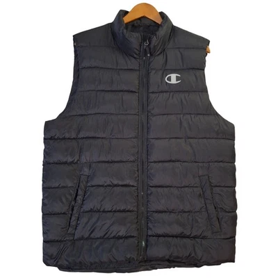 Champion Puffer Vest Mens Large Black Quilted Sleeveless Zip Up Outdoor Jacket Foto 1 de 4