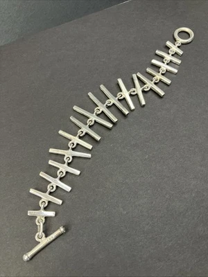 Pulsera de espina de pescado de plata de ley 925 8" - sin marca 1,4 OZ cierre de palanca Foto 1 de 4